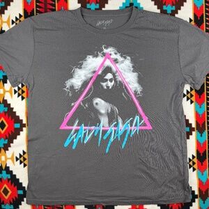 Lady Gaga Graphic Pop Music T Shirt Neon Triangle Design Gray Size XL